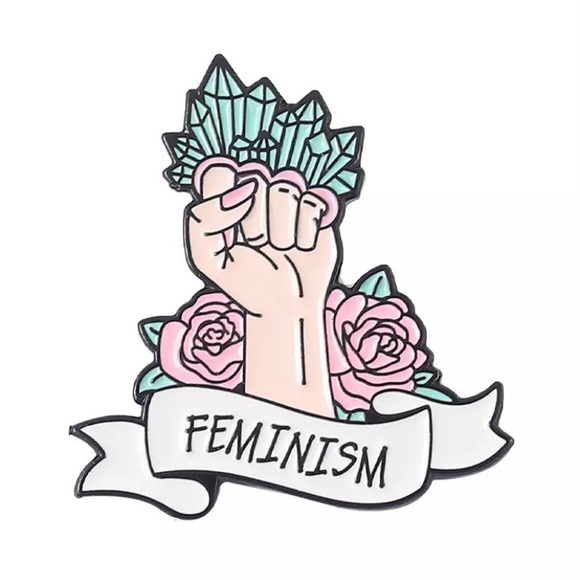 Jewelry - 6/$30 Feminism Crystal Knuckle Fist Ring Enamel Pin
